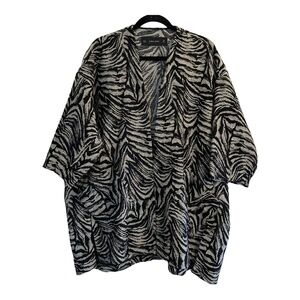 ZARA Basic Women's Size M Oversized Jacket/Coat Animal Print Open Front Pockets